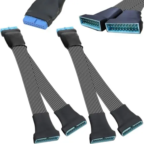 Produktbild: Xiatiaosann 2Stück USB 3.0 Header-Splitter Motherboard-Verlängerungskabel 19/20Pin Y Hub Leitung 5Gbps Computer Interne Hauptplatine 1 bis 2 150mm/5.9in Kabel Dual Port Verteiler für PC-Gehäuse