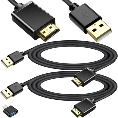 Produktbild: Xiatiaosann 2 Stück USB-auf-HDMI-Ladekabel, USB-A-auf-HDMI-Stecker-Adapterkabel für Mac iOS für Windows 12/11/10/Vista/XP, für HDTV, Satellitenbox, Blu-Ray-Player