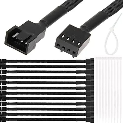 Produktbild: Xiatiaosann PC Lüfterkabel, PWM 4-pin/3-pin Verlängerungskabel, Stecker auf Buchse, PC-Lüfter, Netzteil für Computer, ATX-Gehäuse, Lüfter, 27 cm/10,6 Zoll, 10 Stück