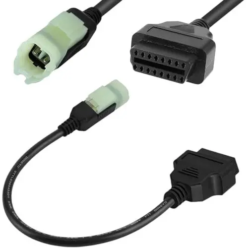 Produktbild: Xiatiaosann 4-poliges OBD2-Diagnosekabel, OBD2-Adapter, Verlängerungskabel 4-poliger Stecker auf 16-polige Buchse, OBDII Motorrad-Diagnoseanschluss, für Kawasaki und für Honda