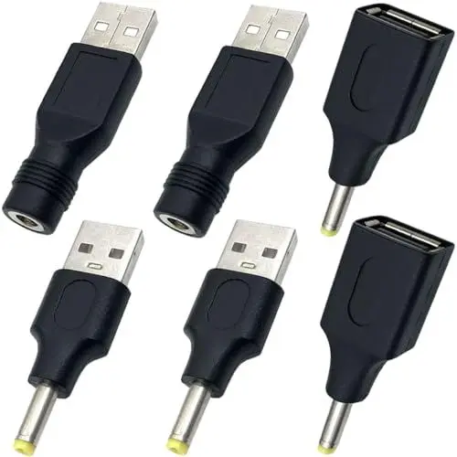 Produktbild: Xiatiaosann 6 Stück USB auf DC Netzadapter 4,0×1,7 mm Klinke Netzteil USB 2.0 A Stecker auf DC Buchse Anschluss DC 5V Hohlstecker Ladeadapter für 5 V DC oder USB-Ladegerät, Laptop PC (M/4017)