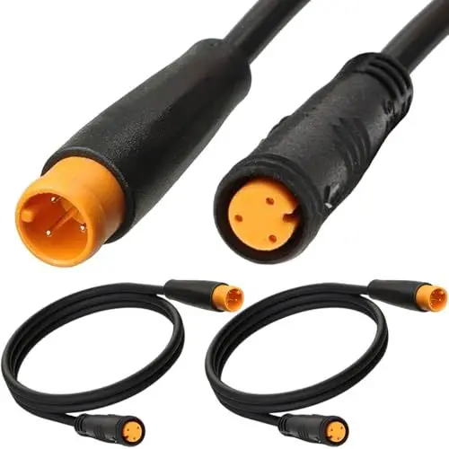Produktbild: Xiatiaosann Ebike 3Pin Verlängerungskabel, Wasserdichtes Buchse zu Stecker Elektrisches Fahrradkabel für Ebike Licht, Gangsensor und Bremse im Ebike Umbausatz (2er Pack)