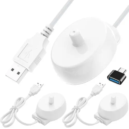 Produktbild: Xiatiaosann USB-Ladegerät für Braun Oral B 3757 Elektrische Zahnbürste, Ersatz USB-A 3757 Ladegerät für Oral-B Elektrische Zahnbürste Induktive Ladestation Portable (2 Pack)