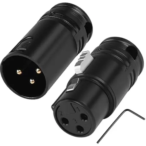 Produktbild: Xiatiaosann XLR Mikrofon Lötadapter, vergoldet, einstellbarer rechter Winkel 90 Grad 3Pin XLR männlich & weiblich Löt Audio Stecker für DIY XLR Kabel, mit Schraubenschlüssel (2 Pack)