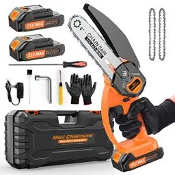Produktbild: XIAZIR Kettensäge 6 Zoll Mini Tragbare 21V Zwei Strom Ein Ladegerät CE Europäischer Standard, mit Ladegerät, Akku, Schraubenschlüssel, geeignet für den Garten