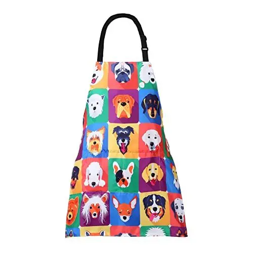 Produktbild: XIEJINJIA Kinder Schürze Verstellbare Kinderschürzen mit Taschen Künstler Kochen Backen Malerei für Jungen und Mädchen Hund