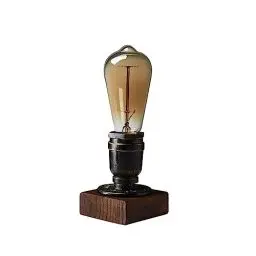Produktbild: XIHOME Industrielle Steampunk-Schreibtischlampe, Vintage-Stil, Tischlampe, antikes E27-Edison-Leuchtmittel, Eisen, Retro-Lampen mit minimalistischem Holzsockel für Nachttisch, Café, Bar, Pub, etc.