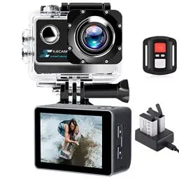 Produktbild: Xilecam 4K Action Cam 20Mp WiFi Unterwasserkamera 2,4G Fernbedienung 4X Zoom Action Kamera 40m (131FT) wasserdichte Unterwasserkamera mit 2 * 1350mAh Akku und Zubehörset (K80)