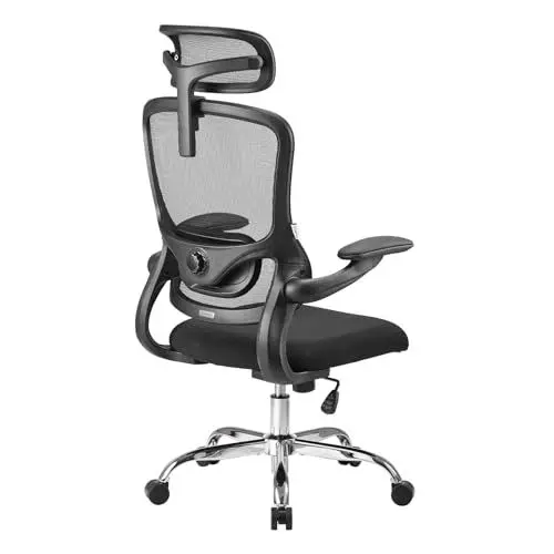 Produktbild: Ximstar Bürostuhl, Schreibtischstuhl, Bürostuhl Ergonomisch mit Verstellbarer Kopfstütze, Armlehnen und Lordosenstütze, Office Chair 360°Drehstuhl,150kg Belastbarkeit (Schwarz)