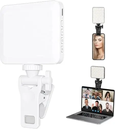 Produktbild: XINBAOHONG Wiederaufladbares Selfie-Licht, Clip-Fülllicht für Handy, Laptop, Tablet, tragbares Licht für Videokonferenzen, Live-Streaming, Zoom, Anrufe, Make-up-Bild (weiß)