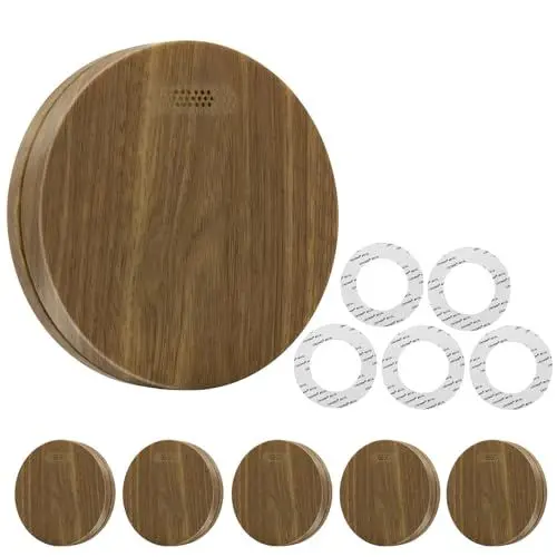Produktbild: XINDUM Rauchmelder 5er Set 10 Jahre Batterie, Holzfarbener Rauchmelder mit Stummschaltfunktion, 85dB Akustischer Alarm, ohne störendes LED-Blinken, Flache Feuermelder, EN14604, Standalone
