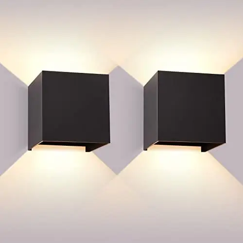 Produktbild: XINFUFEIMING LED Wandleuchten Innen/Außen 2 Stücke12W Einstellbarer Lichtstrahl 3000K Außenleuchte Up Down LED Wandleuchte IP65 Wasserdichte Wandlampe Modern für, Flur, Wohnzimmer