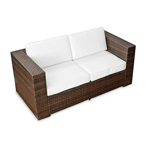 Produktbild: XINRO (2er Polyrattan Lounge Sofa - Gartenmöbel Couch Bank Rattan - durch andere Polyrattan Lounge Gartenmöbel Elemente erweiterbar - In/Outdoor - handgeflochten - braun