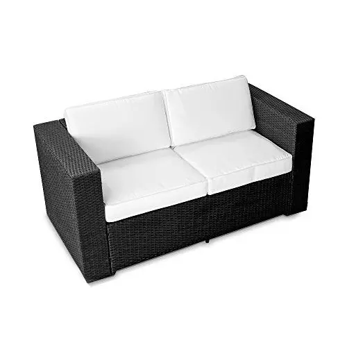 Produktbild: XINRO (2er Polyrattan Lounge Sofa - Gartenmöbel Couch Bank Rattan - durch andere Polyrattan Lounge Gartenmöbel Elemente erweiterbar - In/Outdoor - handgeflochten - schwarz