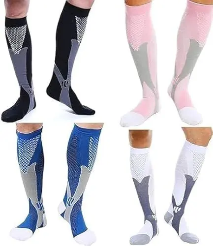Produktbild: xinshibao 4 Paar Kompressions-Thrombose-Stütz-Strümpfe Kompressionsstrümpfe Damen und Herren Compression Socks für Sport Flug Laufen Reisen Radfahren,Fitness Verbesserung der Durchblutung