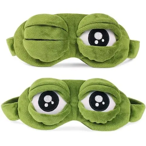 Produktbild: XINSUO® 2 Stück Frosch Augenmaske,Schlafmaske Augenbinde,3D Flusen Frosch Schlafen Lustige Neuheit Augen Abdeckung Eyeshade Reise Maske
