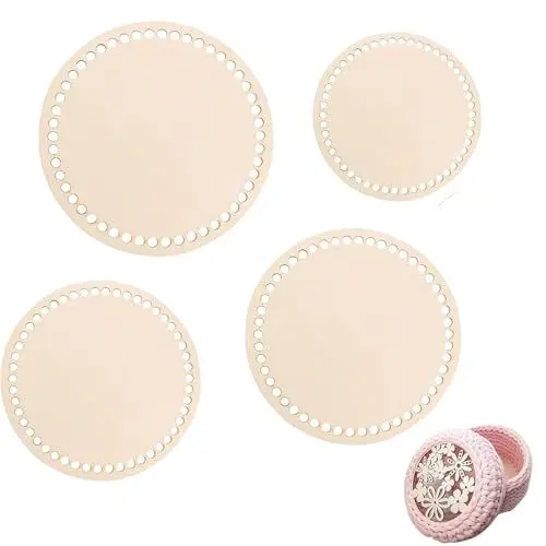 Produktbild: XINTANGXIA 4 Größen Korbboden zum Häkeln Kreis Blank Naturholzkorbboden Häkelkorb Holz Basis für DIY Korbflechten Liefert Basteln Heimtextilien