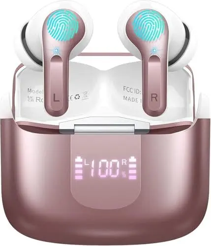 Produktbild: xinwld Bluetooth Kopfhörer, Kopfhörer Kabellos Bluetooth 5.3 In Ear Kopfhörer mit 4 ENC Noise Cancelling Mic, Kabellose Kopfhörer Tiefer Bass Wireless Earbuds 40Std, IP7 Wasserdicht Ohrhörer, Silber
