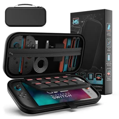 Produktbild: XIONZIJA Tasche Kompatibel mit Nintendo Switch 2（2025）, Schützende Hartschalen-Tragetasche mit 10 Spielkartenfächern, Tragbare Reisetasche für Switch 2 Konsole und Zubehör