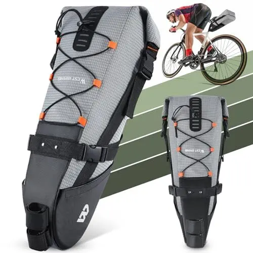 Produktbild: XIQI Fahrrad Satteltasche - 10L Wasserdicht Fahrradtasche Fahrradsitz Tasche - Bikepacking Satteltasche für MTB Rennrad Faltrad Mountainbike