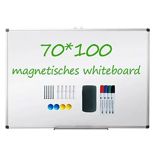 Produktbild: XIWODE Whiteboard mit Stiftablage 102cm x 71cm, Pinnwand Tafel, Magnettafel, beschreibbar und magnetisch, mit kratzfeste Oberfläche