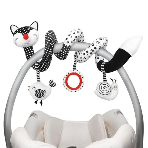 Produktbild: XIXILAND Kinderwagen Spielzeug Schwarz Weiss Kontrast Spielzeug Baby 0-6 Monate, Activity Spirale Kinderwagenkette Neugeborenen Spielzeug, Motorikspielzeug für Jungen Mädchen ab 0 3 6 9 12 Monaten