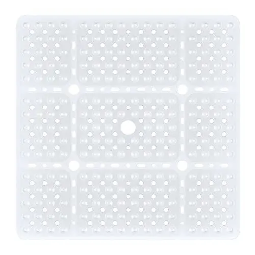Produktbild: XIYUNTE Groß Duschmatte rutschfest Anti Schimmel - 70x70cm XL Quadratische rutschfeste Duschmatten für die Dusche, PVC Duschwannenmatte mit Saugnäpfen & Abflusslöcher, Maschinenwaschbar, Transparent