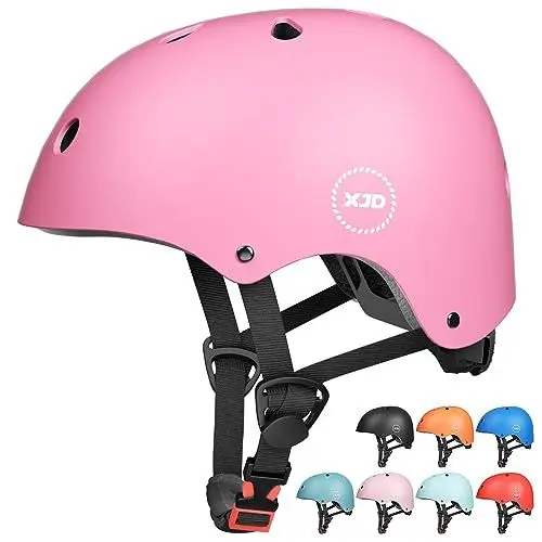 Produktbild: XJD Fahrradhelm Kinder Jugend Kinderhelm Einstellbare Skateboard Helm Skaterhelm für Fahrrad Skateboard Scooter Roller Kinderfahrradhelm für 3-13 Alt Mädchen und Jungen (S: 51-54 cm, Rosa)
