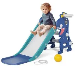 Produktbild: XJD Kinder Rutsche Outdoor & Indoor mit Basketballkorb Babyrutsche ab 1 Jahr Kleinkinder Rutsche Wasserrutsche Gartenrutsche für Kinder Blau