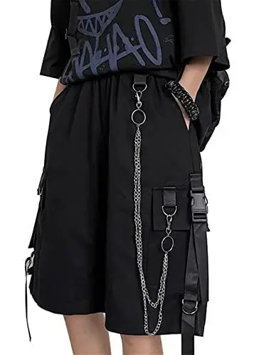 Produktbild: YINGWIN Gothic Hose Damen Baggy Shorts Arbeitshose Kurz High Waist Shorts Sommer Goth Kurze Hose Damen Sommer Cargohose