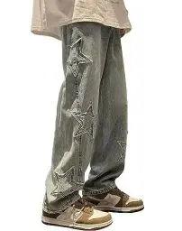Produktbild: XKBHYD Y2k Jeans mit geradem weitem Bein, Denim-Hose, Outdoor-Wanderhose, Baggy-Hose, R-blau, XXL