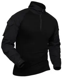 Produktbild: XKTTAC Combat Shirt Tactical mit 2-4 Taschen Herren Militär Ausrüstung Security Outdoor Polizei Hemd Bundeswehr Paintball Airsoft(B-bk/2 Taschen,L)