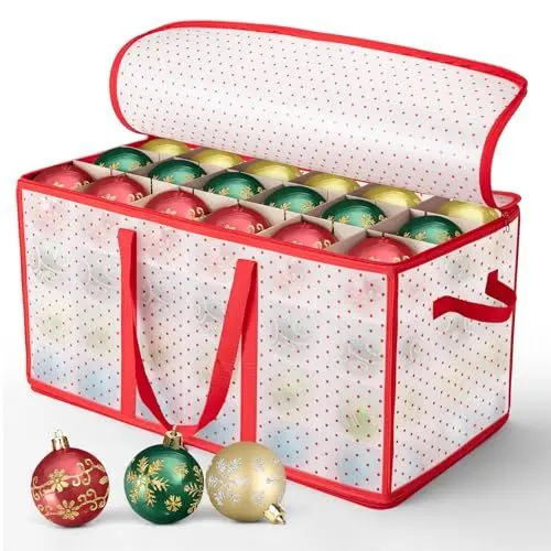 Produktbild: AN HUI MING XL Aufbewahrungsbox weihnachtskugeln aufbewahrung 128 Kugeln Christbaumkugeln Weihnachtstasche Sortierbox