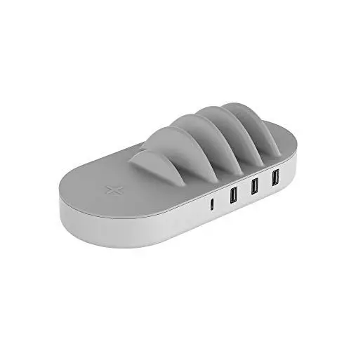 Produktbild: XLayer Family Charger Ladestation I 4 Port USB C Ladegerät mit Wireless Ladefläche I Schnellladegerät inkl. 4 Ladekabel I für iPhone 16 15 14,13,12,11 Pro Max Plus Samsung Galaxy Handy