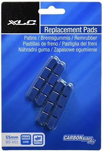 Produktbild: XLC Unisex – Erwachsene Bremsschuhe Ersatzbremsgummi BS-X01 4er Set 55 mm für Carbonfelge, Schwarz, One Size