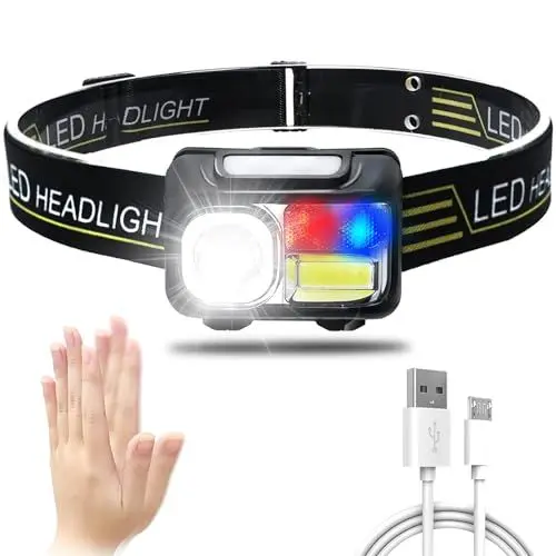 Produktbild: XLENTGEN Stirnlampe LED Wiederaufladbar 1000 Lumen Superhell Sensor Kopflampe mit Rotlicht, 5 Modi Wasserdichte Stirnlampen für Camping, Angeln, Laufen