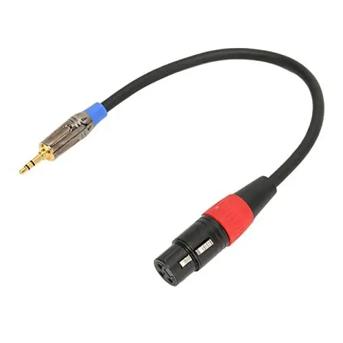 Produktbild: XLR auf 3,5 Mm Stereo-Mikrofonkabel, Professioneller 3-poliger XLR-Buchse auf 3,5 Mm TRS-Kabeladapter, Rauschunterdrückung, für Mobiltelefone, Computer, Live-Soundkarte