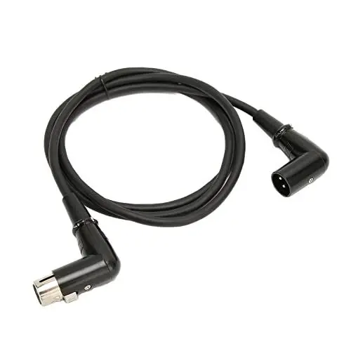 Produktbild: XLR-Mikrofonkabel 4,9 Fuß, XLR-Winkelstecker auf Buchse, Audiokabelkonverter, Verlustarmes HiFi-Soundkabel für Verstärker, Mixer, Studios, Mikrofone, Lautsprecher, Schwarz