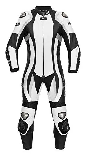 Produktbild: XLS Lederkombi, Damen Einteiler, Echtleder, schwarz weiße Motorradkombi, einteilig, Racing-Kombi (44)