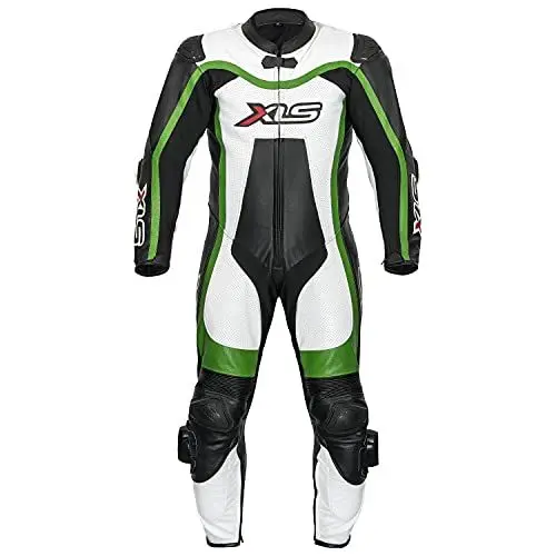 Produktbild: XLS Lederkombi, Herren Einteiler, Grün Schwarz Weiß, Echtleder, einteilige Motorradkombi (50)