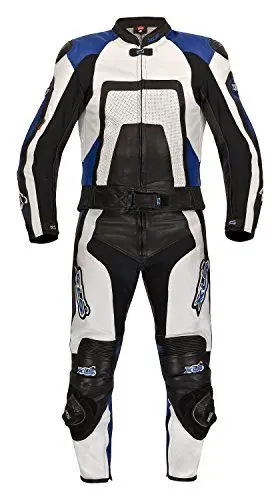 Produktbild: XLS Lederkombi Zweiteiler Blue Carbon schwarz weiss blau Motorradkombi zweiteilig