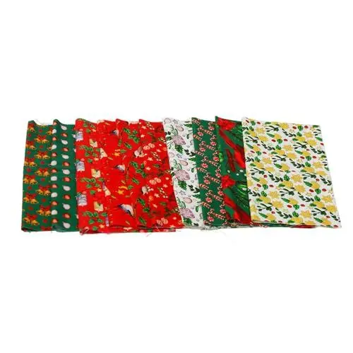 Produktbild: Xnferty 10 Stück Weihnachts-Stoffbündel, Weihnachts-Quiltstoff, Verschiedene Muster, Mehrfarbig, Reiner Baumwoll-Quiltstoff, Weihnachts-Baumwollstoff, Nähen, Basteln,(25x25cm / 9.8x9.8in)