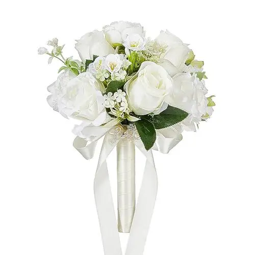 Produktbild: Xnferty Hochzeitssträuße, 30 cm, Künstliche Rosenblüten, Kleine Seidenblumen, Brautsträuße, Gefälschter Blumenstrauß, Künstliche Blumenarrangements für Hochzeitsdekoration