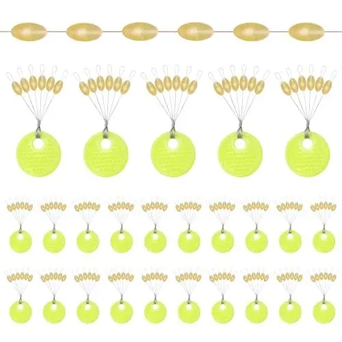 Produktbild: XoeLLe 150 Stück Angeln Bobber Stopper, Gummistopper Angeln 6 in 1 Gummiperlen Schnurstopper Angelposen Angeln Forellen Stopper Sinker Stops Oval Posenstopper Posen Angeln Angelzubehör(M)