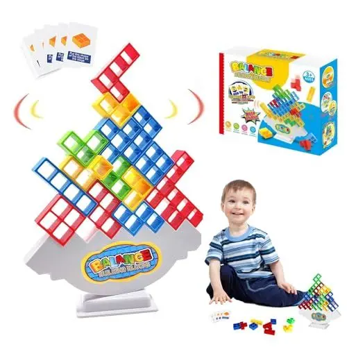 Produktbild: XoeLLe 32 Stück Tetra Tower Spiel, Balance Spiele für Kinder, Tetris Tower Spiel, Wackelturm Stapelturm, Lustige Stapelspiel, Stapelblöcke Balancing, Team Tower Spiel für Kinder und Erwachsene