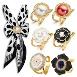 Produktbild: XoeLLe 6 Stück Schal Ring Schnalle Schalring Clip, Vintage Brosche Knöpfe Clips für Kleidung, Schalschnalle Goldene Strickjacke Schal Clips Verschluss für Kragen Umhang Schals Mantel Tragen