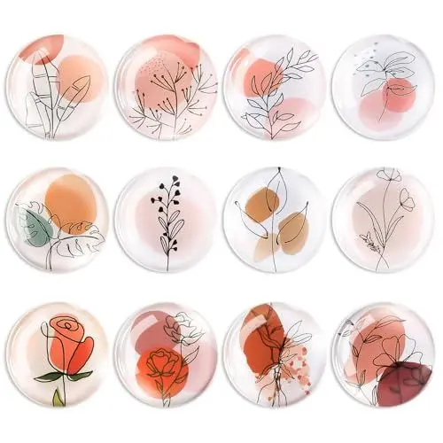 Produktbild: XoeLLe Magnete Kunst Kühlschrankmagnete, 12 Stück Lustige Starke Magnete für Magnettafel, Kristallglas Whiteboard Magnete Kinder, Rund Dekorative Kühlschrank Magnettafel für Haus, Büro und Schule