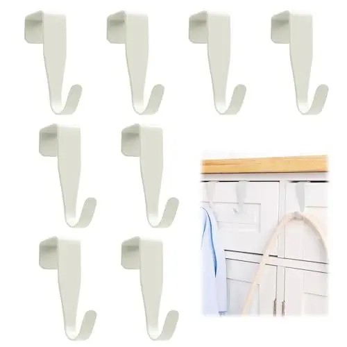 Produktbild: XoeLLe Türhaken 8Stück Premium Türhaken zum Einhängen Kleiderhaken Haken Edelstahl Tür Verwendbar Kleider Garderobenhaken Stabile Einhängen für Badezimmerhaken, Schranktür und Zimmertür(weiß)