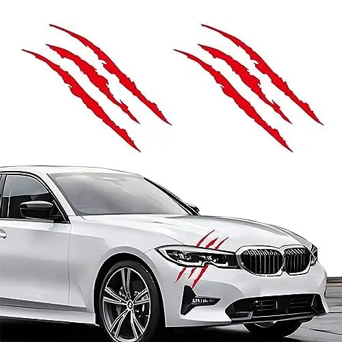 Produktbild: Xoelle 2 Stück Monster Klaue Auto Aufkleber, Scheinwerfer Aufkleber, Wasserfeste Autoaufkleber Dekoration, Style Trend Deko Wetterfest UV-Beständig für Wohnmobil, Wohnwagen, Auto(Rot)