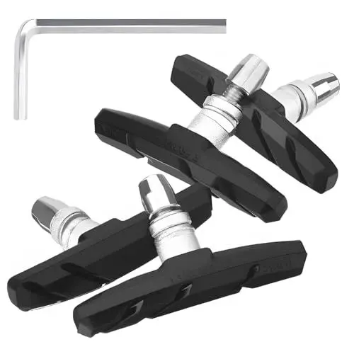 Produktbild: XOKL 2 Paar Fahrrad-Bremsbeläge. Bremsbeläge für Fahrräder. V-Bremsbeläge. Professionelle Bremssattel-Bremsbeläge mit Sechskantmuttern und Distanzstücken 70 mm